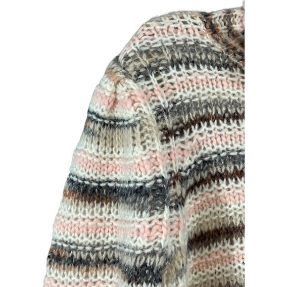 A.L.C. Selina Striped Knitted Wool Turtleneck Sweater Size L Pink Multi - Picture 8 of 10